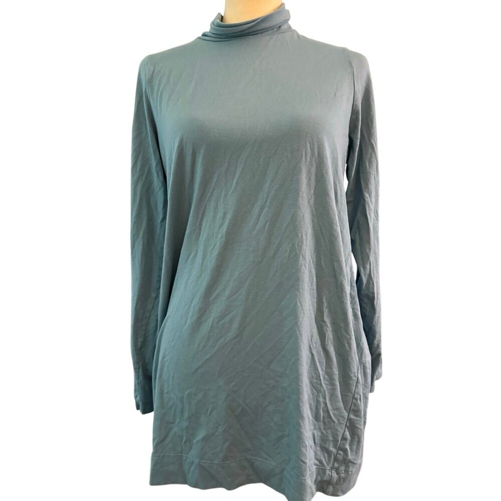 J. Jill Luxe Supima Cotton Turtleneck Tunic, Blue, Minimalist Basic Soft, Medium